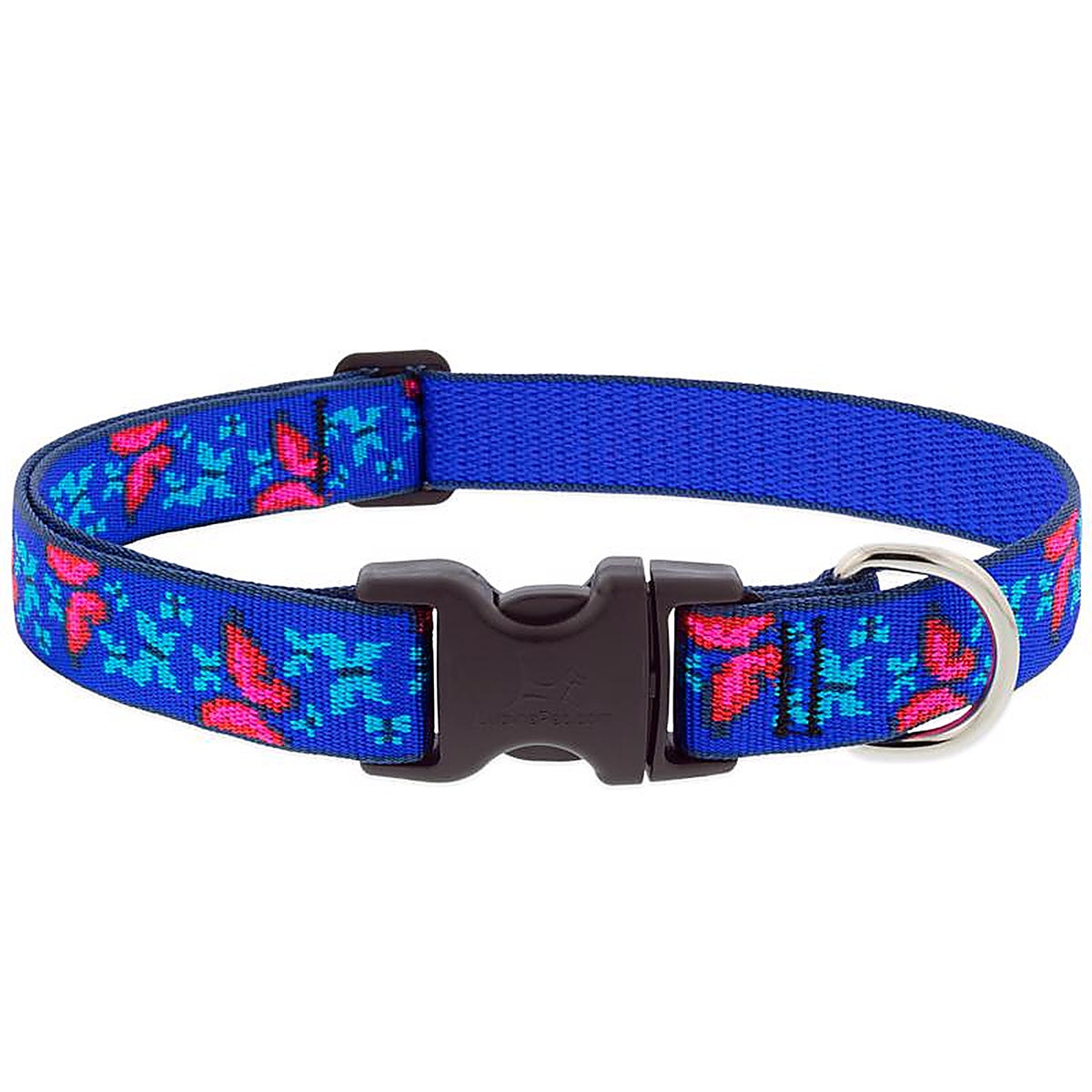 LupinePet - 54053 - Blue/Pink Social Butterfly Nylon Dog Adjustable Collar Large