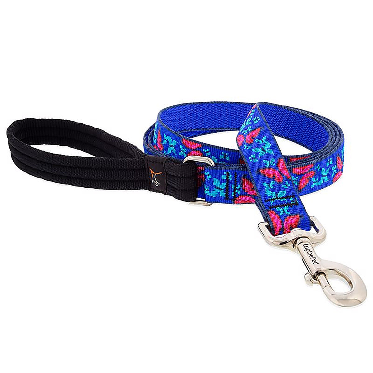 LupinePet - 54059 - Blue/Pink Social Butterfly Nylon Dog Leash One Size Fits All