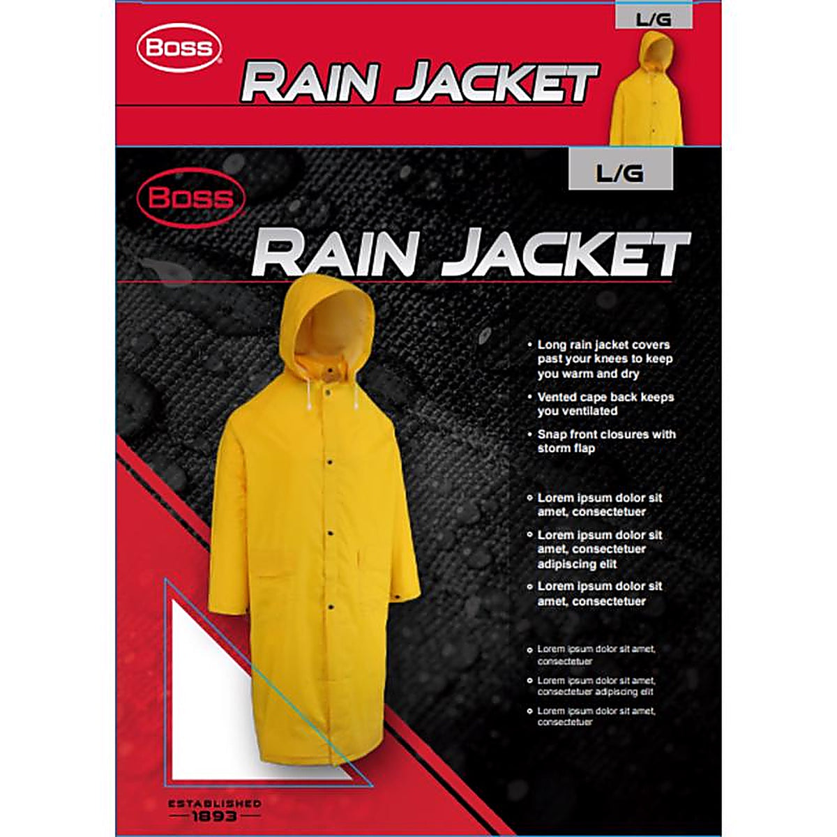 Boss - B44148/L - Yellow PVC/Polyester Rain Jacket L
