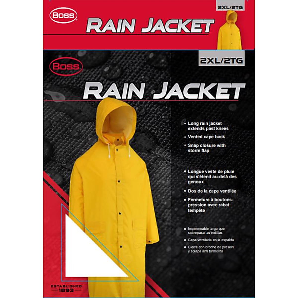 Boss - B44148/2XL - Yellow PVC/Polyester Rain Jacket XXL