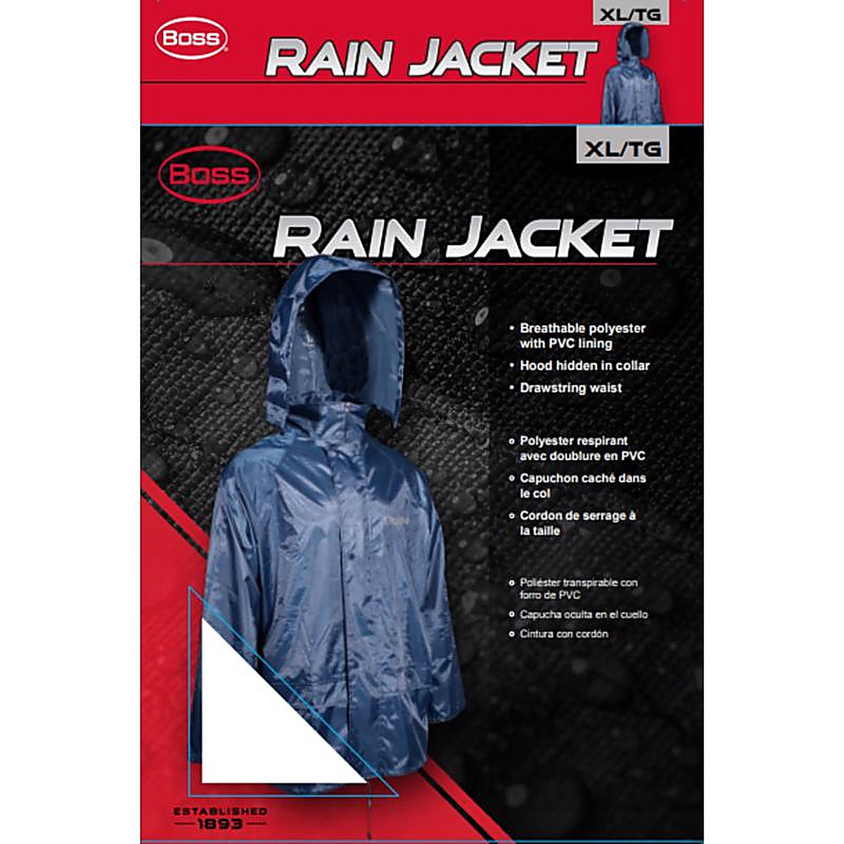 Boss - B44523/XL - Blue PVC/Polyester Rain Jacket XL