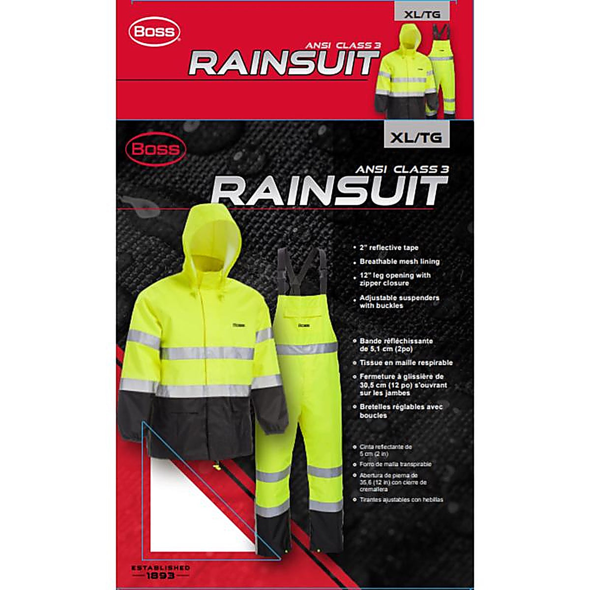Boss - B44531-XL - Yellow PVC Rain Suit XL