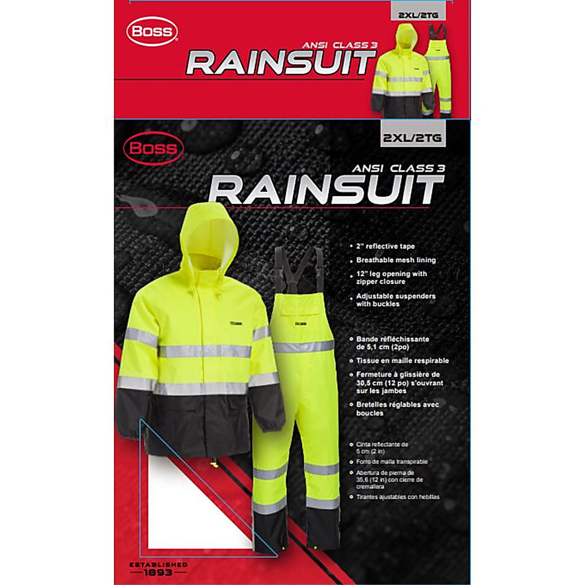 Boss - B44531/2XL - Yellow PVC Rain Suit XXL