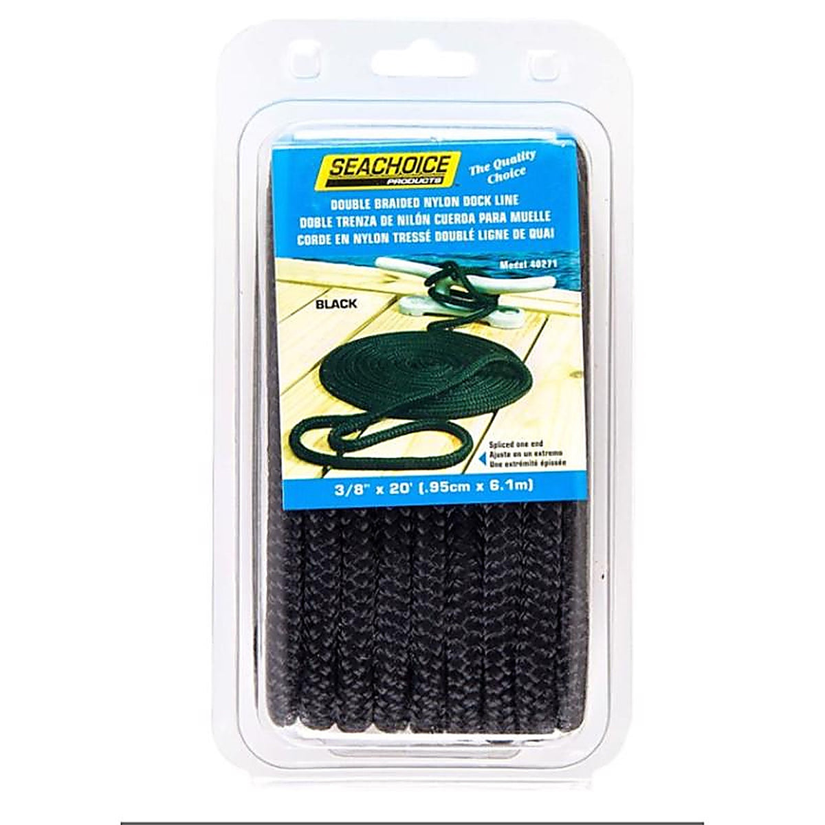Seachoice - 50-40271 - Double Braid Black Nylon Dock Lines
