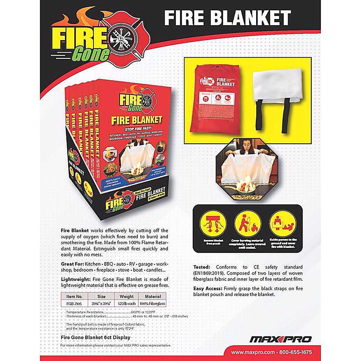 Firegone - FGB6-7109 - Fire Blanket for Household