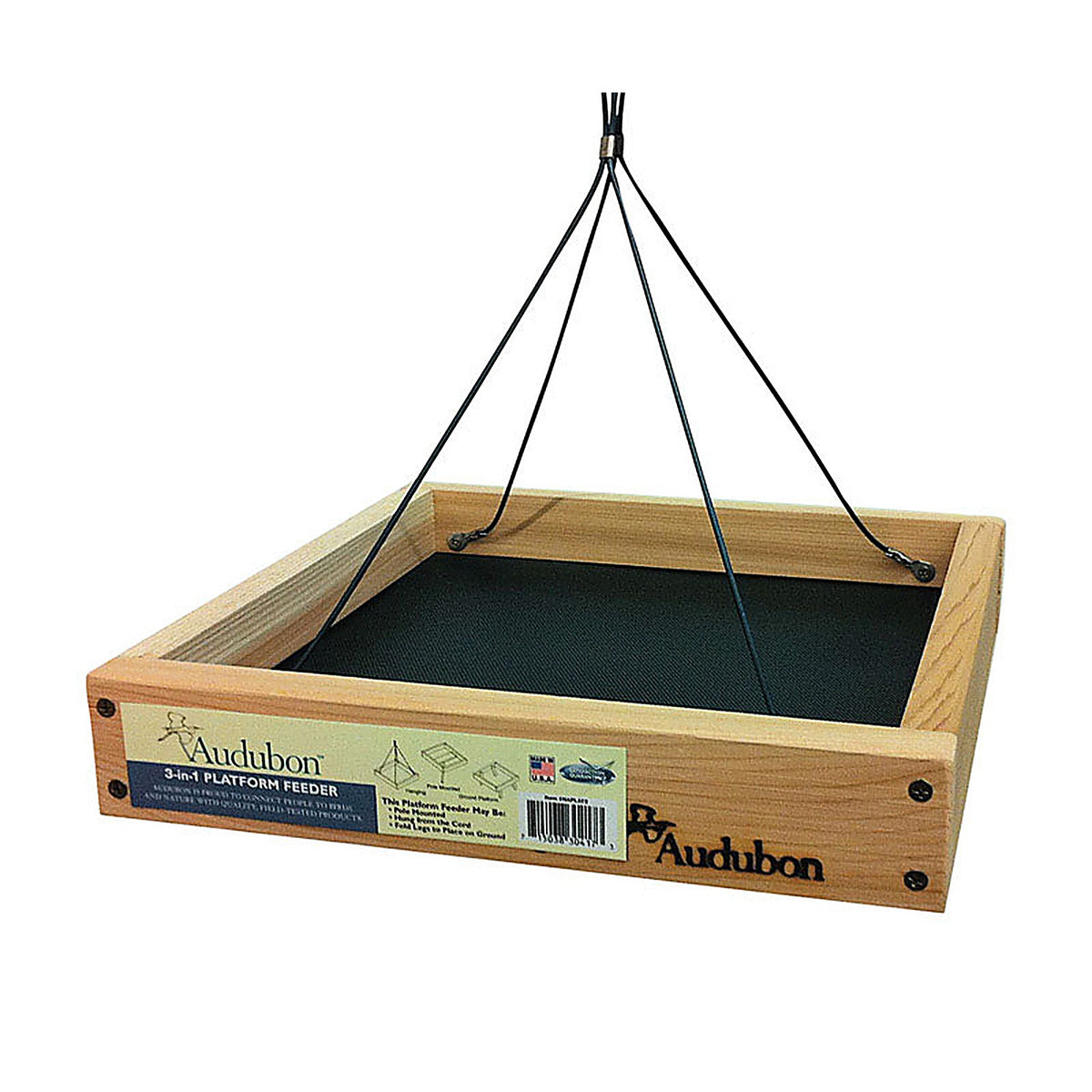 Audubon NAPLAT2 3 in 1 Wild Bird 3 lb. Cedar/Screen Platform Bird Feeder 1 ports