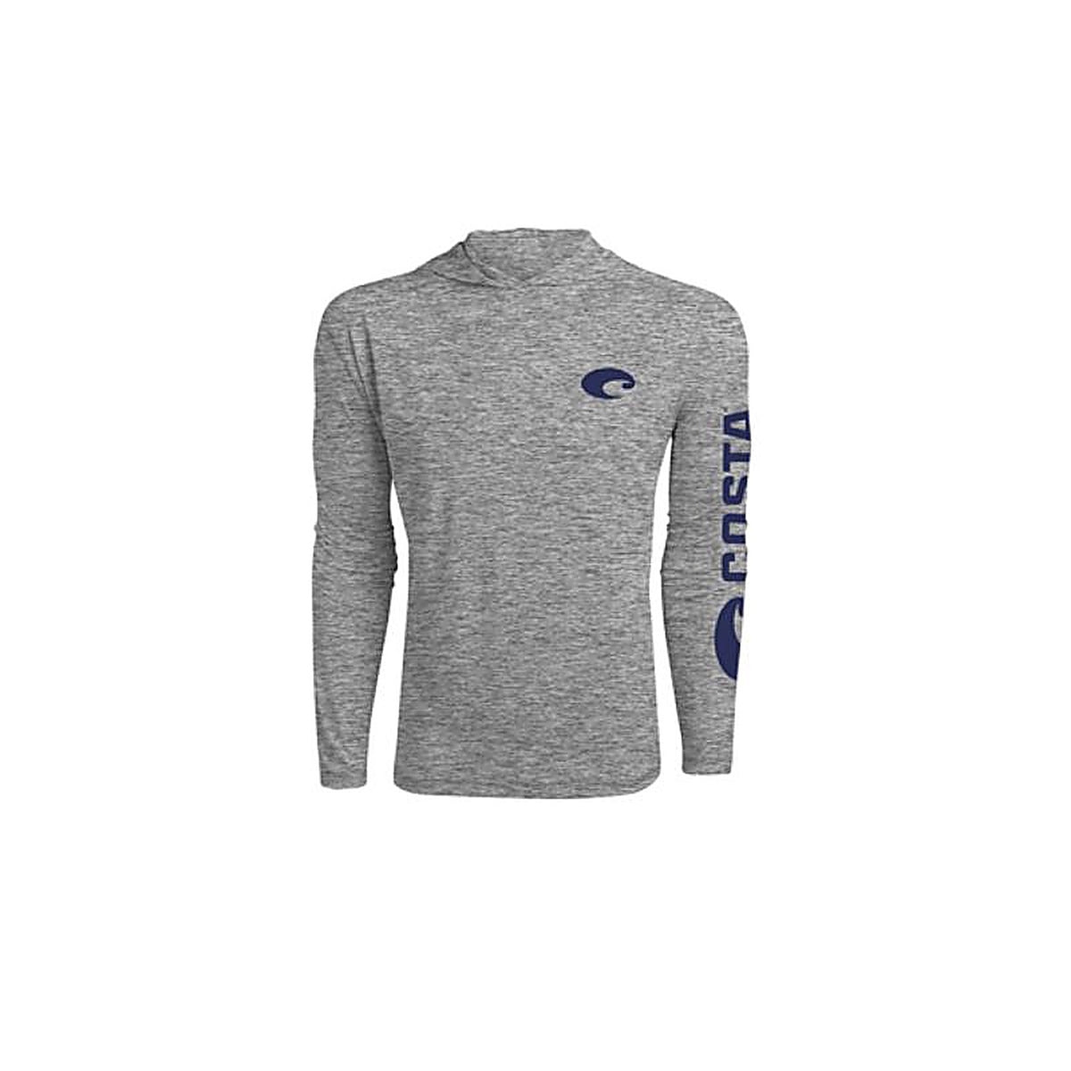 Costa - FQA400039-203XL - XL Long Sleeve Mens Hooded Heather Gray Technical Hood Tee Shirt
