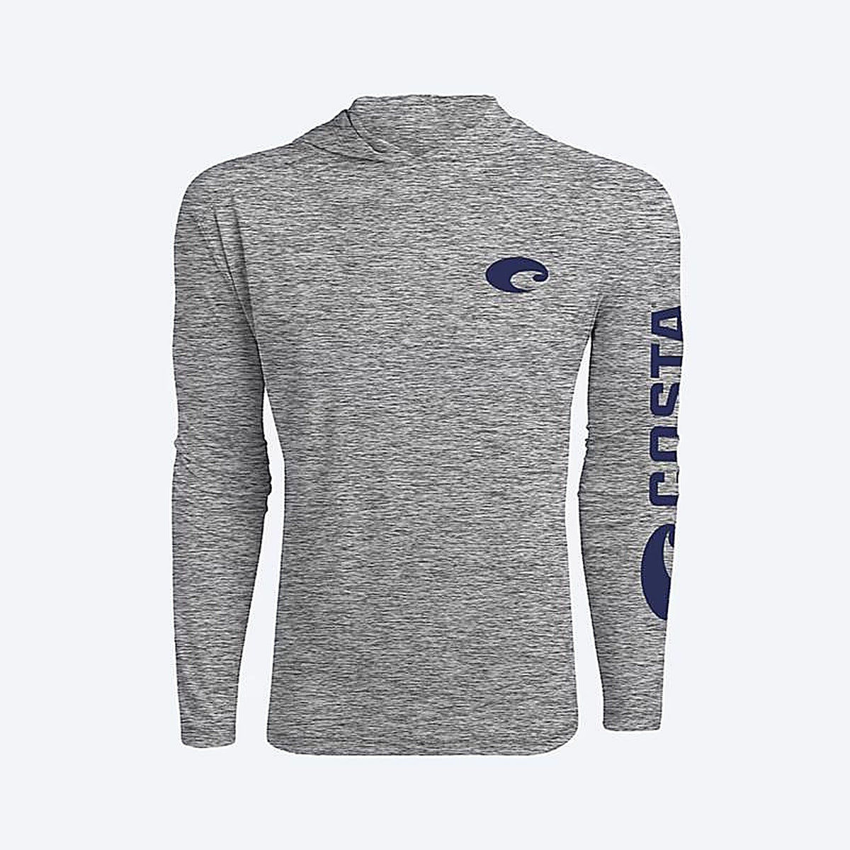 Costa - FQA400039-203XL - XL Long Sleeve Mens Hooded Heather Gray Technical Hood Tee Shirt