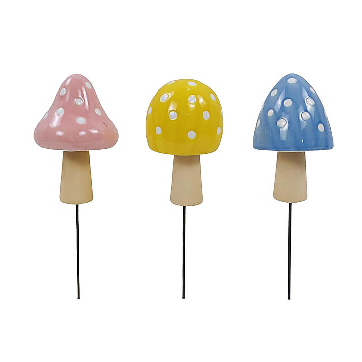 Alpine - FSN114ABB - Multicolored Ceramic 11 In. H Mushroom Planter Stake