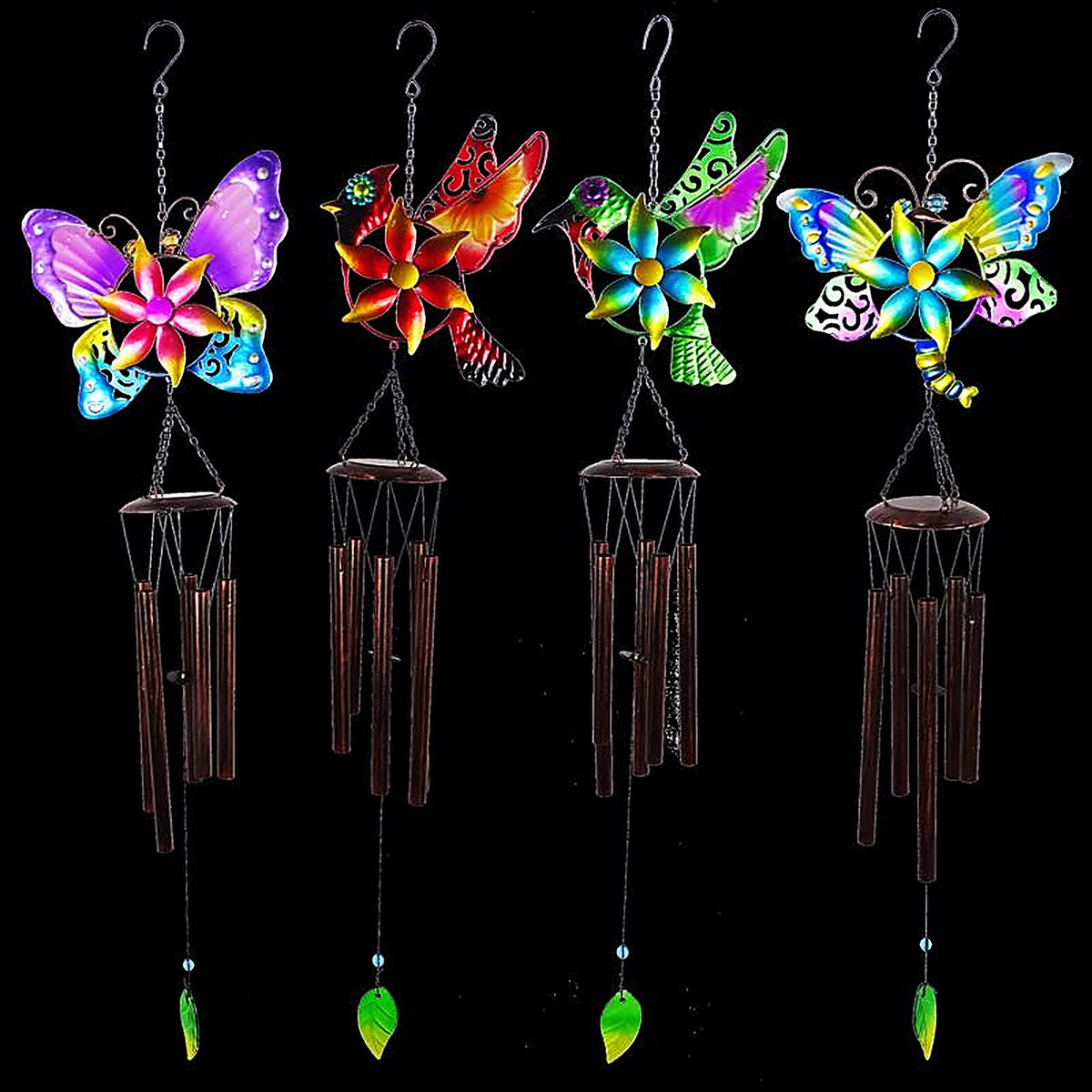 Alpine - KBD252A - Multi-Color Glass 38 In. Wind Chime