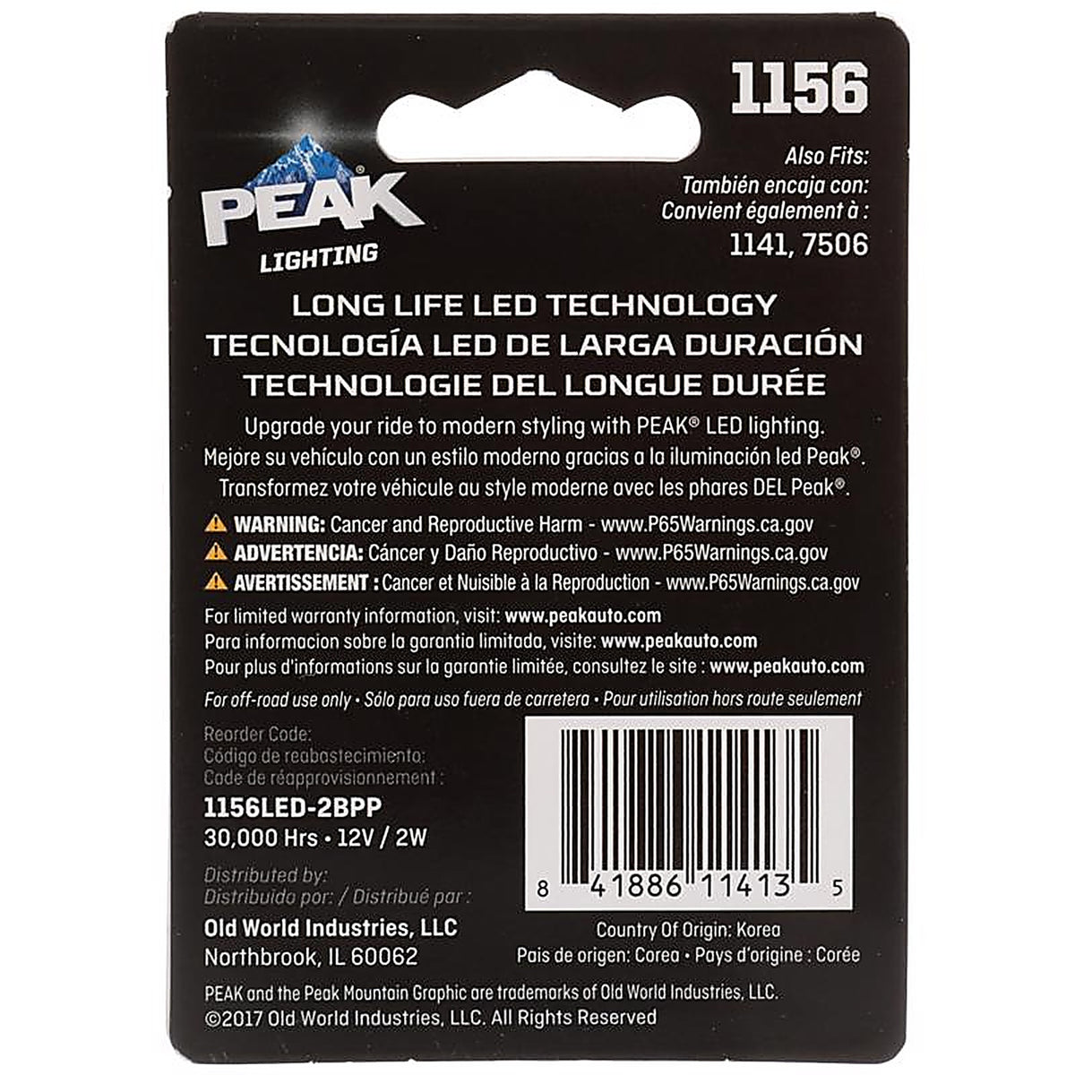 Peak - 1156LED-2BPP - LED Forward Lighting Miniature Automotive Bulb 1156