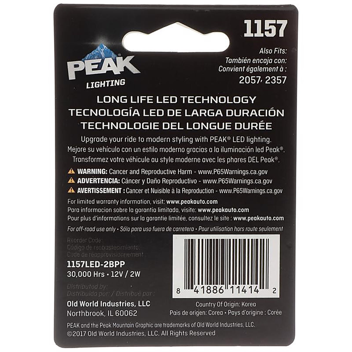 Peak - 1157LED-2BPP - LED Forward Lighting Miniature Automotive Bulb 1157