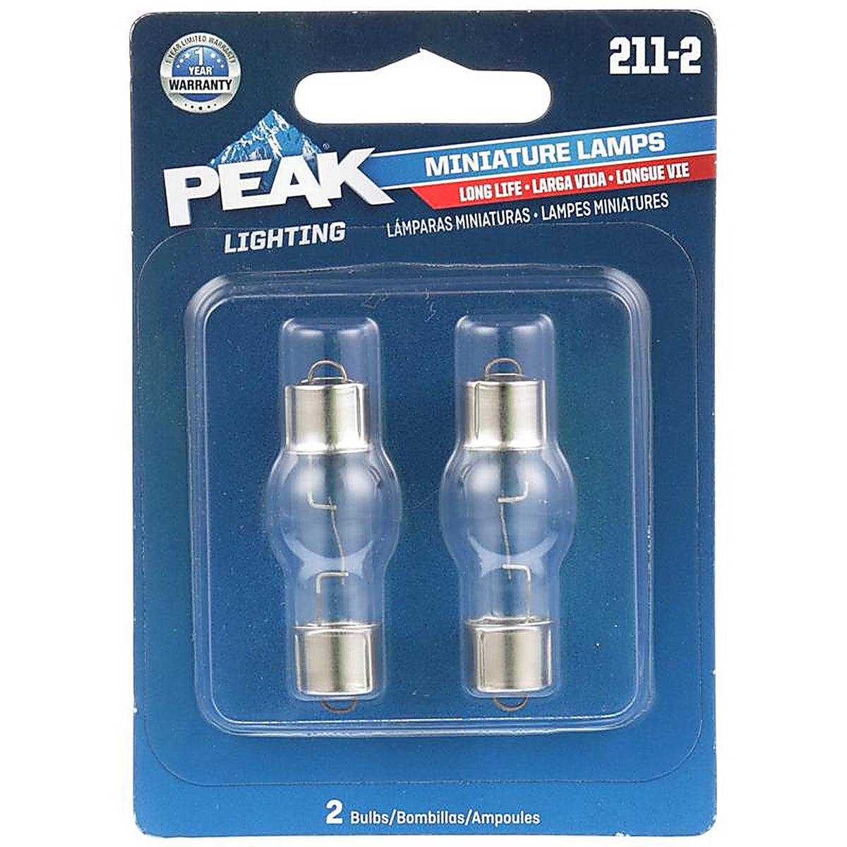 Peak - 211-2LL-BPP - Long Life Halogen Forward Lighting Miniature Automotive Bulb 211-2