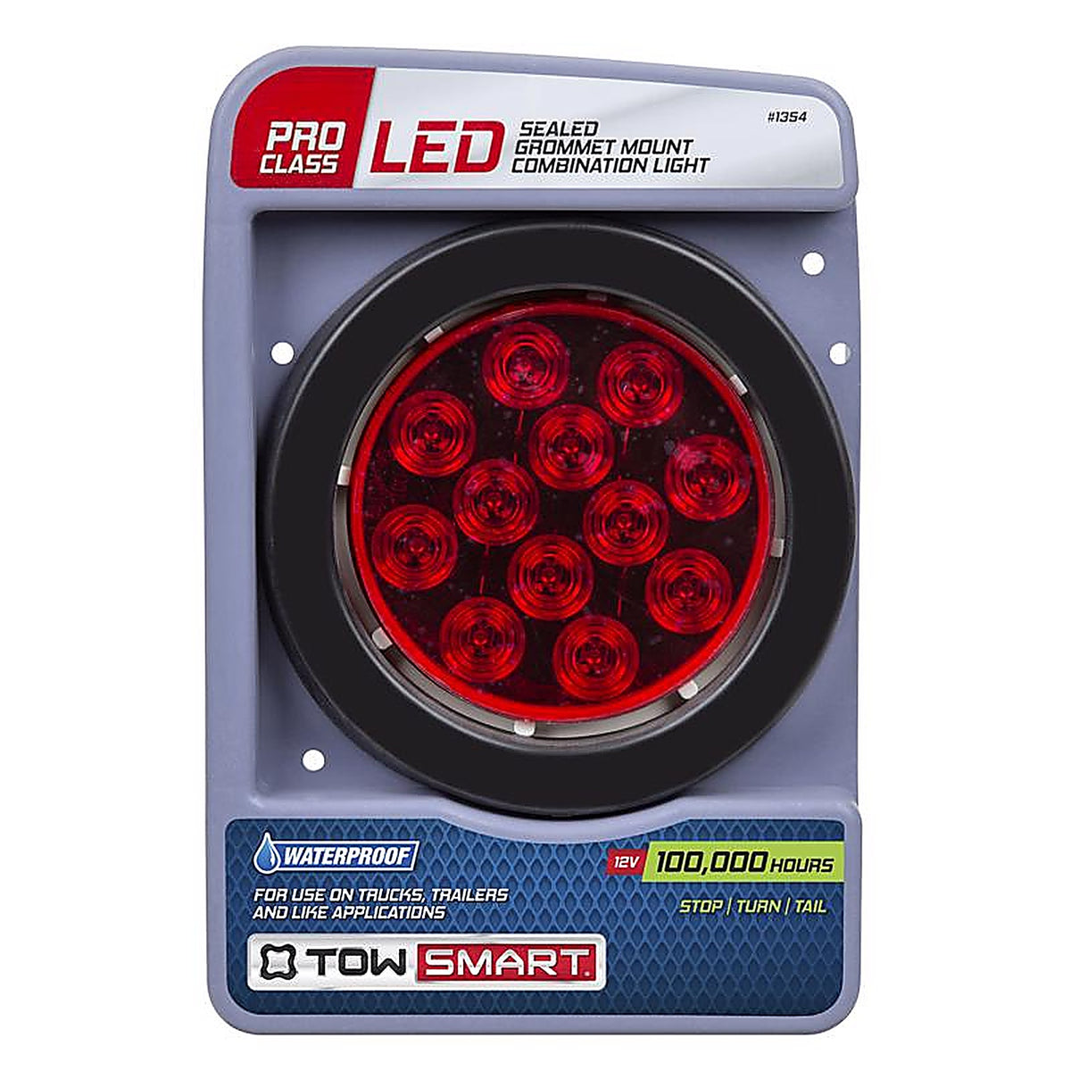 TowSmart - 1354 - Red Round License/Stop/Tail/Turn Combination Tail Light