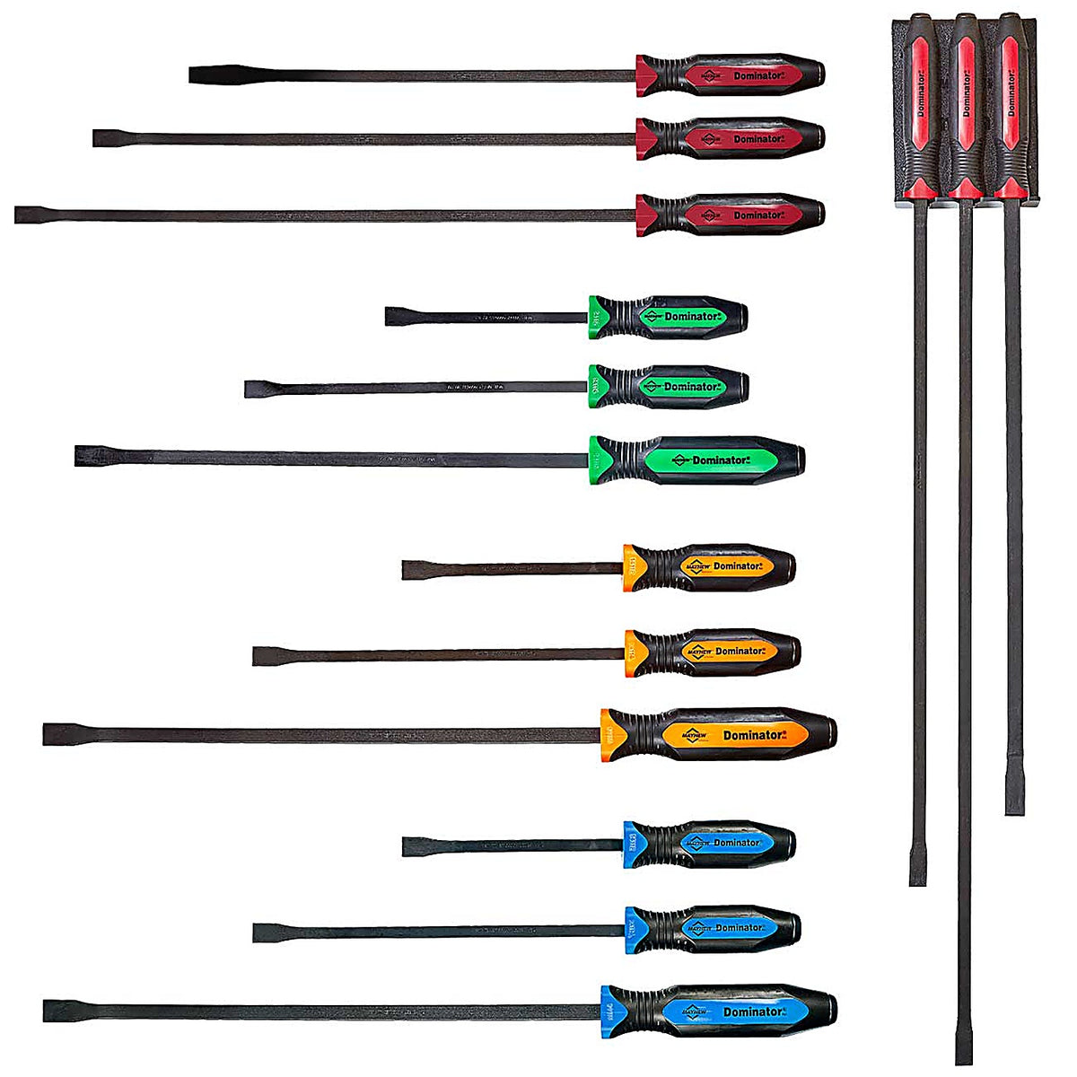 Mayhew - 81448 - Dominator Pry Bar Set Bundle (includes 14074, 14071gn, 14071or, 14071bl, 14068)
