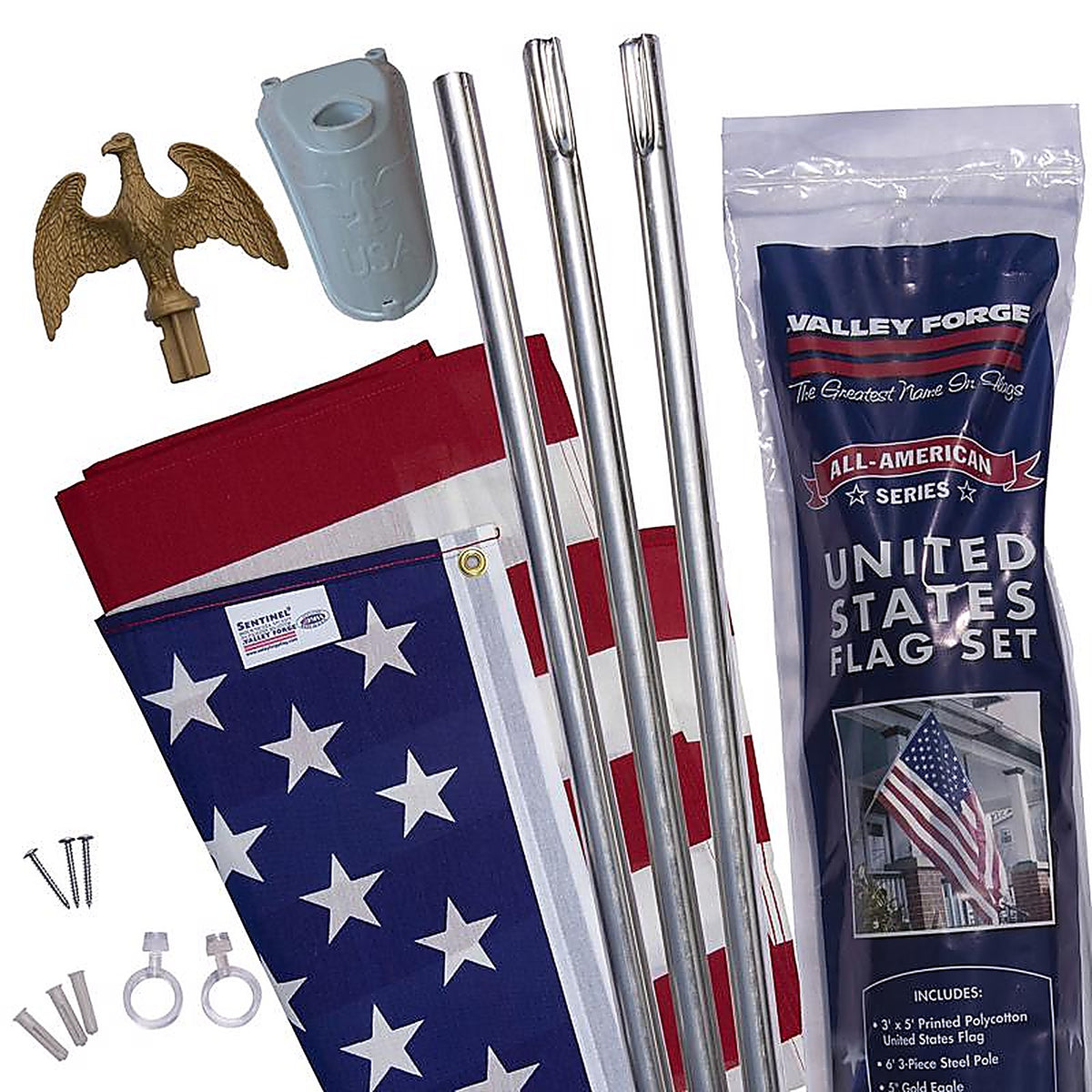 Valley Forge AA-US1-1 American Flag Kit 36 in. H X 60 in. W