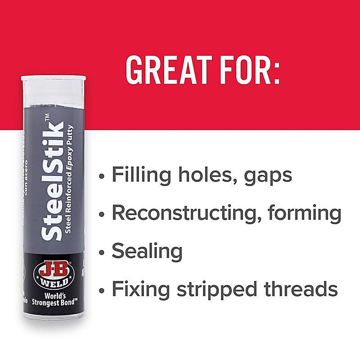 J-B Weld 8267 Steel Stik High Strength Automotive Epoxy Putty 2 oz.