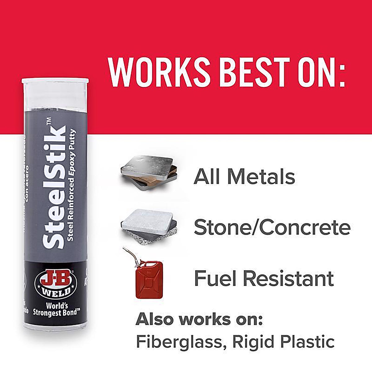 J-B Weld 8267 Steel Stik High Strength Automotive Epoxy Putty 2 oz.