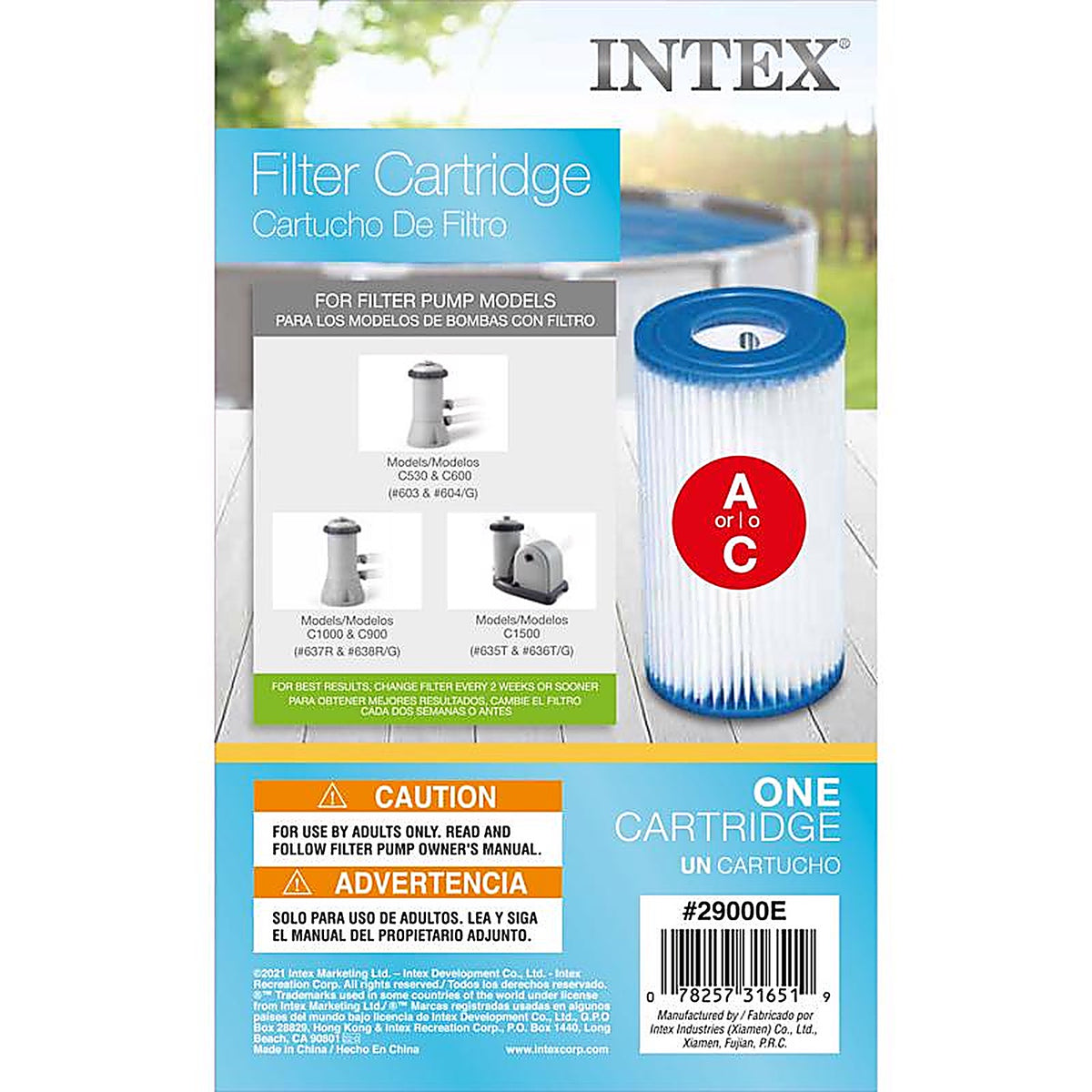 Intex 29000E Krystal Clear Pool Filter 4.25 in. W x 8 in. L