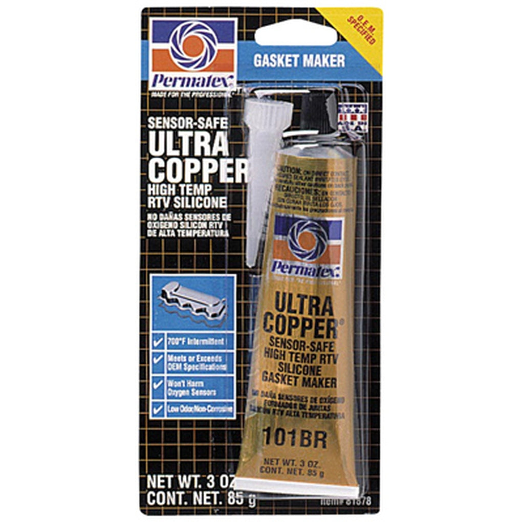 Permatex 81878 Ultra Copper Maximum Temperature RTV Silicone Gasket Maker, 3 oz. tube