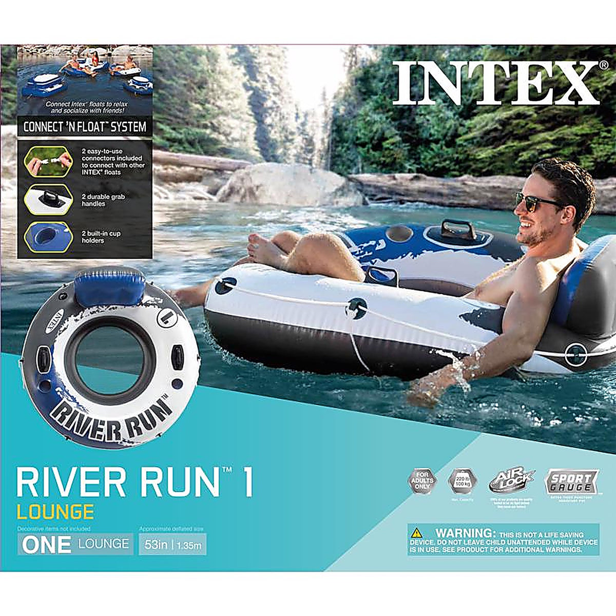 Intex 58825EP River Run Blue/White Vinyl Inflatable Floating Tube