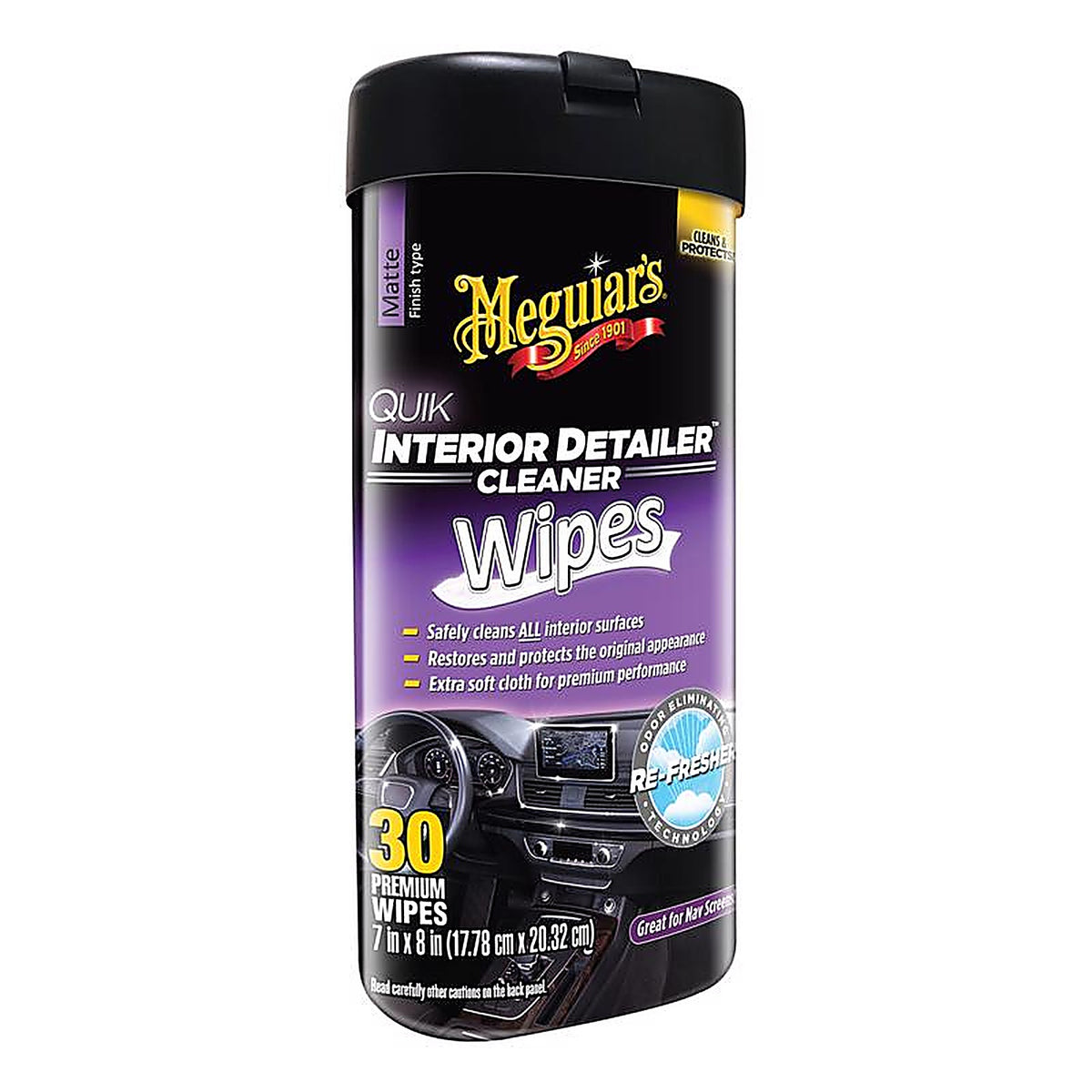 Meguiars - G-13600 - Quik Interior Detailer Multi-Surface Cleaner Wipes 30 CT