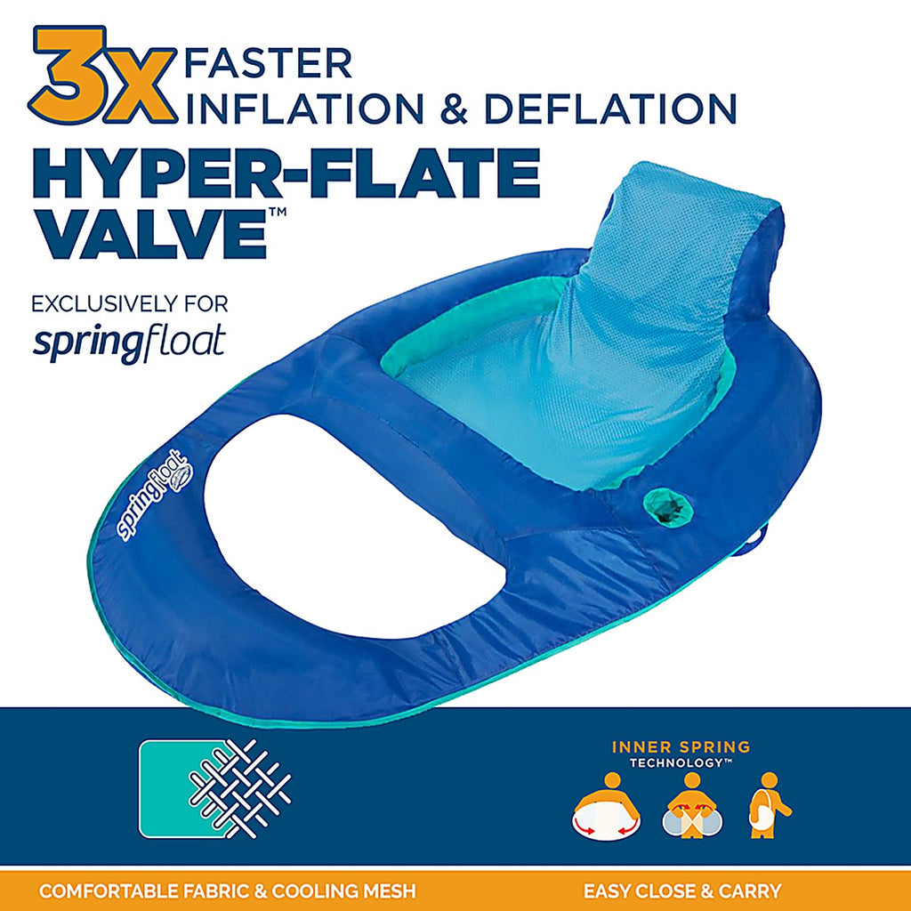 Swimways - 6069119 - Blue Fabric/Mesh Inflatable Recliner Pool Float