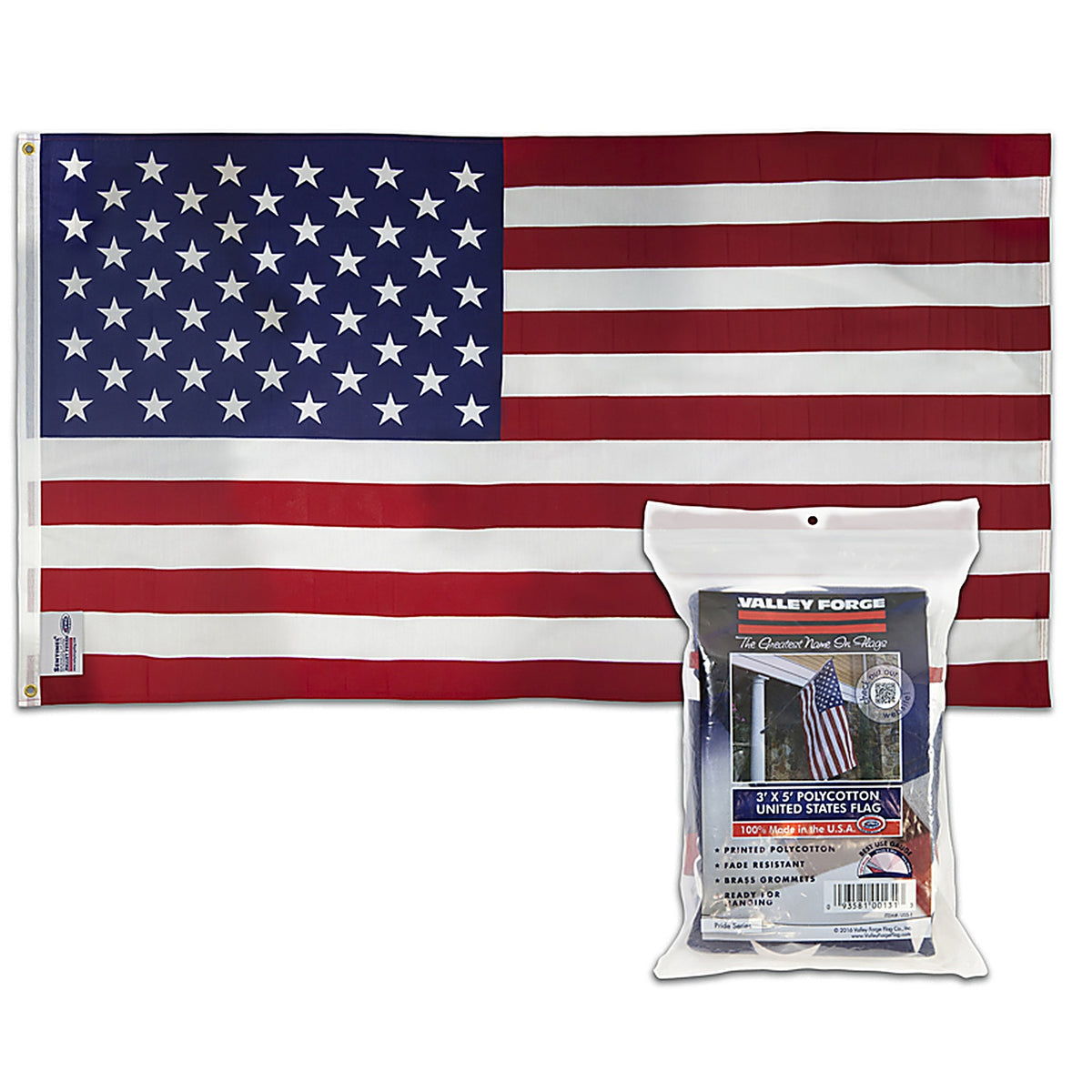 Valley Forge USS-1 American Flag 36 in. H X 60 in. W