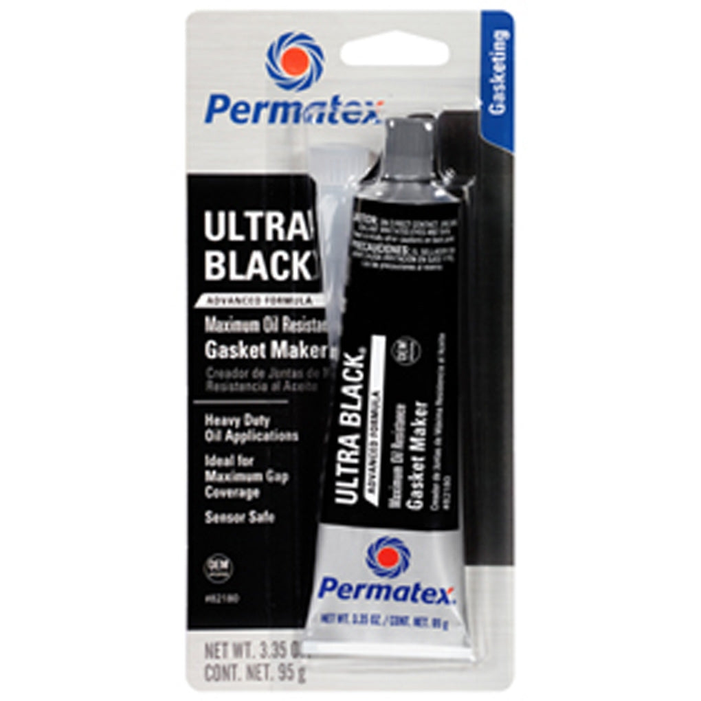 Permatex 82180 Ultra Black Maximum Oil Resistance RTV Silicone Gasket Maker, 3.35 oz. tube