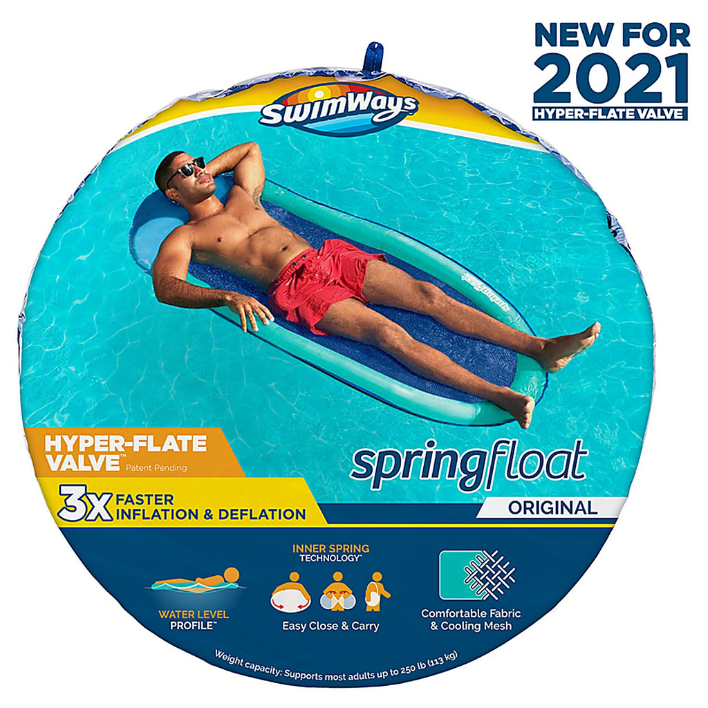 Swimways - 6069163 - Hyper-Flate Valve Assorted Fabric/Mesh Inflatable Spring Float Original Pool Float