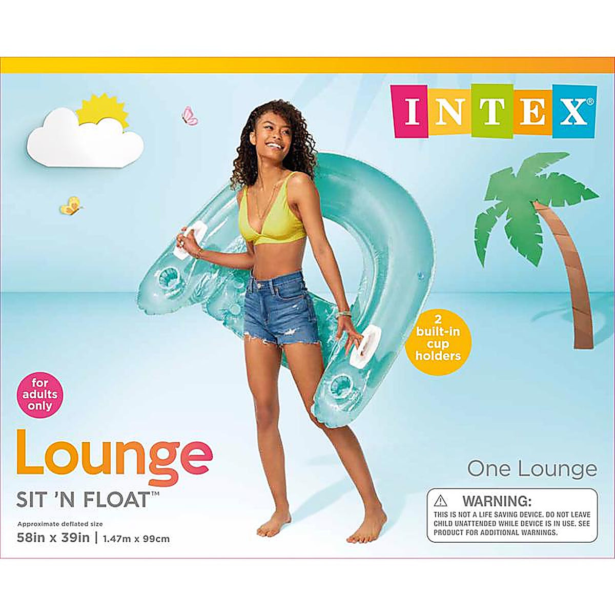 Intex - 58859EP - Sit N Float Assorted Vinyl Inflatable Floating Lounger