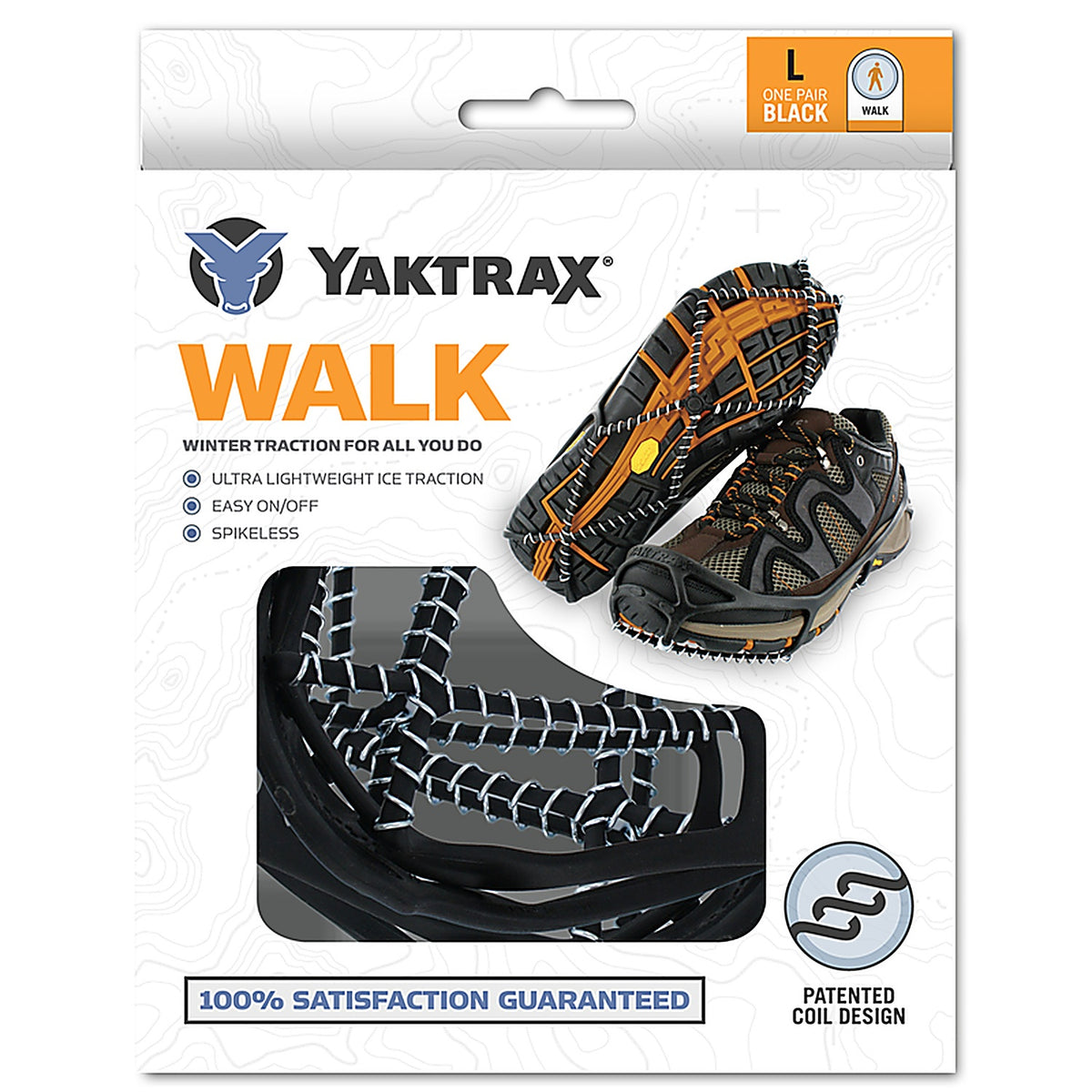 Yaktrax - 08601 - Walk Unisex Poly Elastomer Blend/Steel Snow and Ice Traction Black S Waterproof 1 Pair