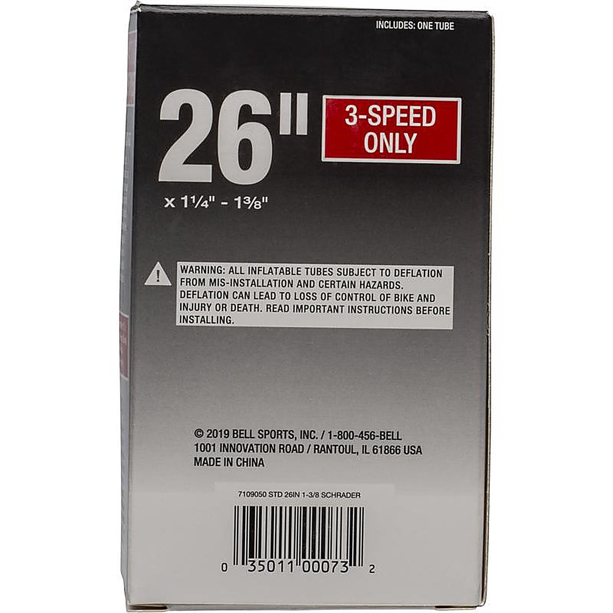 Bell Sports 7109050 26 in. Rubber Bicycle Inner Tube 1 pk
