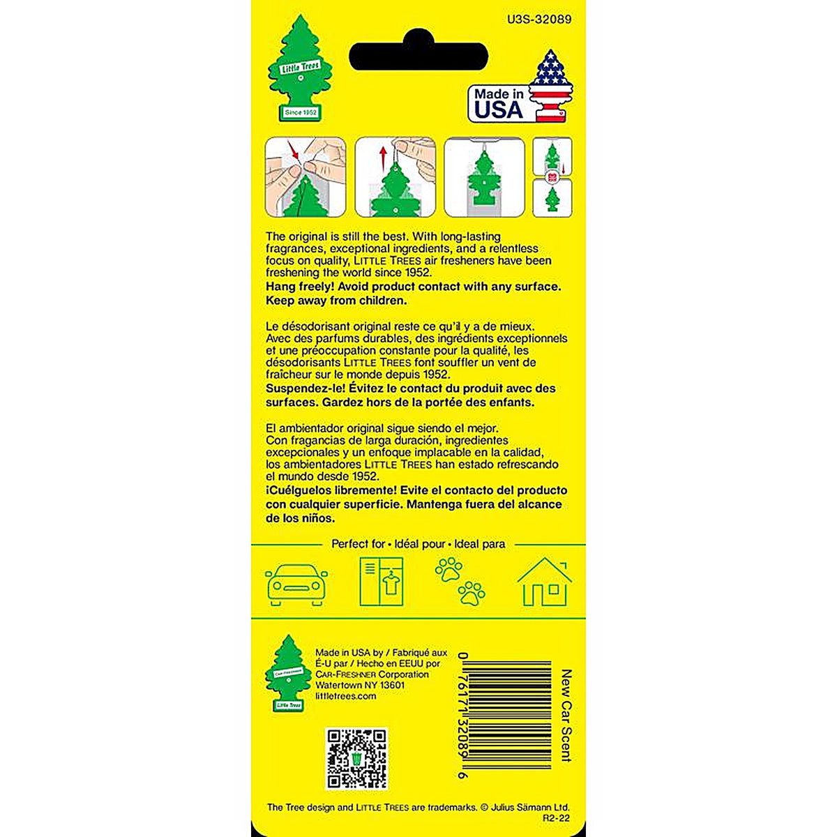 Little Trees U3S-32089 Blue Car Air Freshener 3/Pack