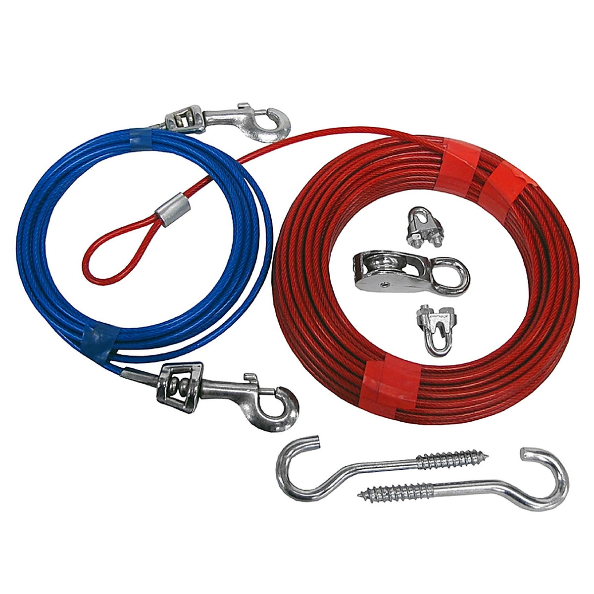 Boss Pet Q507000099 Red Tie-Out Vinyl Coated Cable Dog Tie Out Large