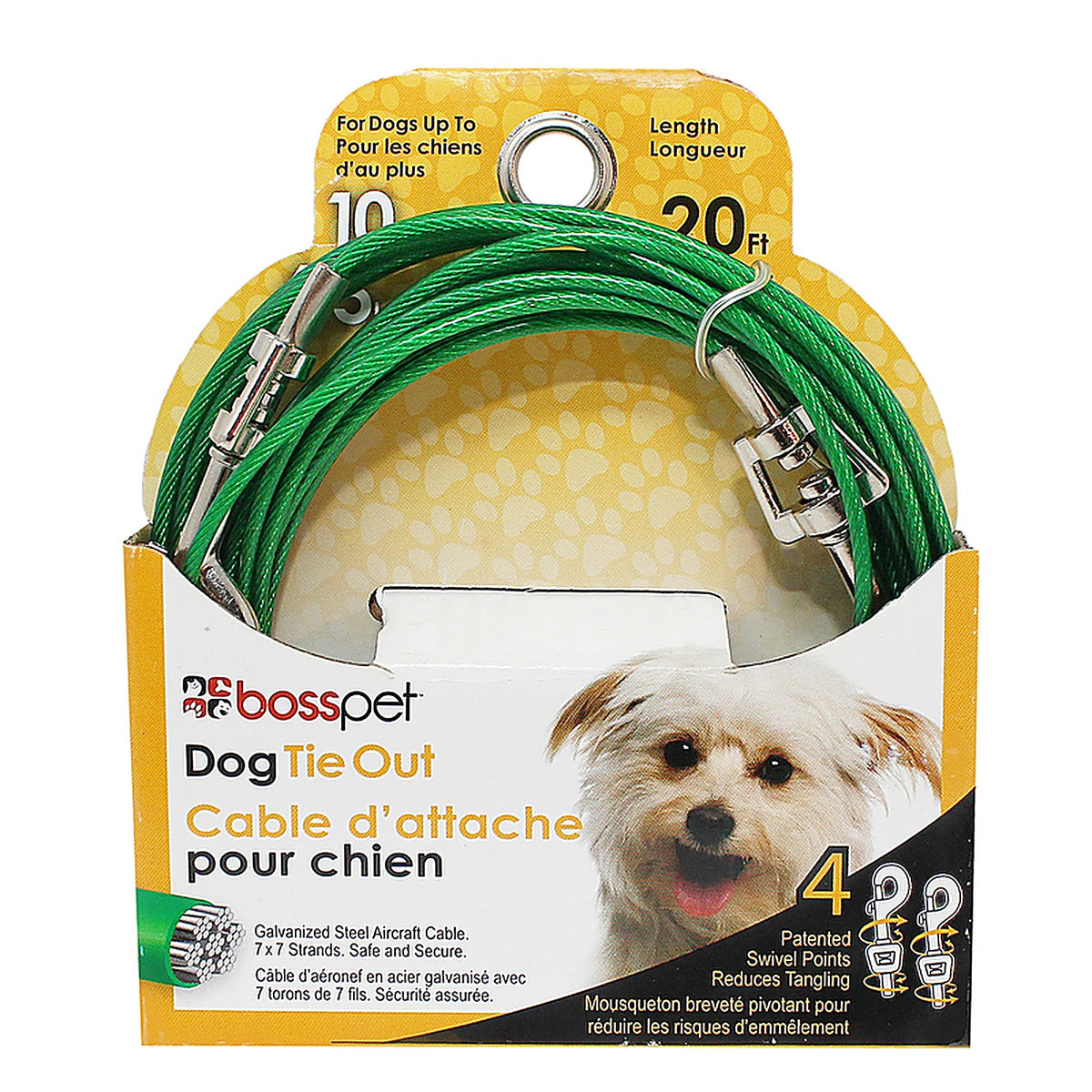 Boss Pet Q222000099 Green / Silver Vinyl Coated Cable Dog Tie Out Small