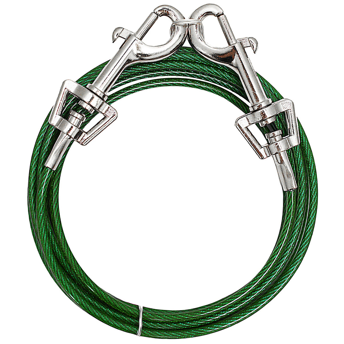 Boss Pet Q221200099 Green / Silver Tie-Out Vinyl Coated Cable Dog Tie Out Small