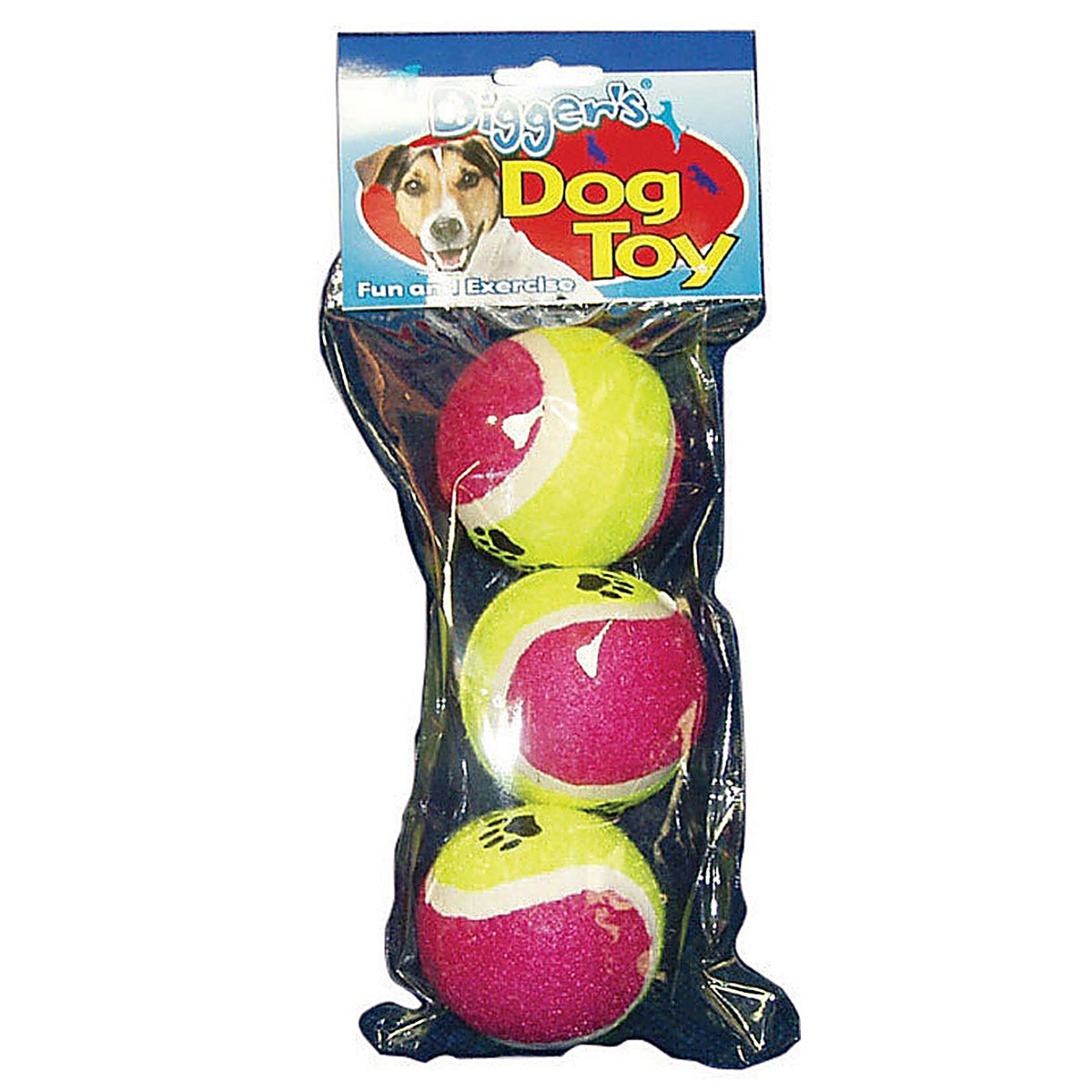 Diggers A08225 Multicolored Pet Tennis Balls Rubber Dog Toy Large 3