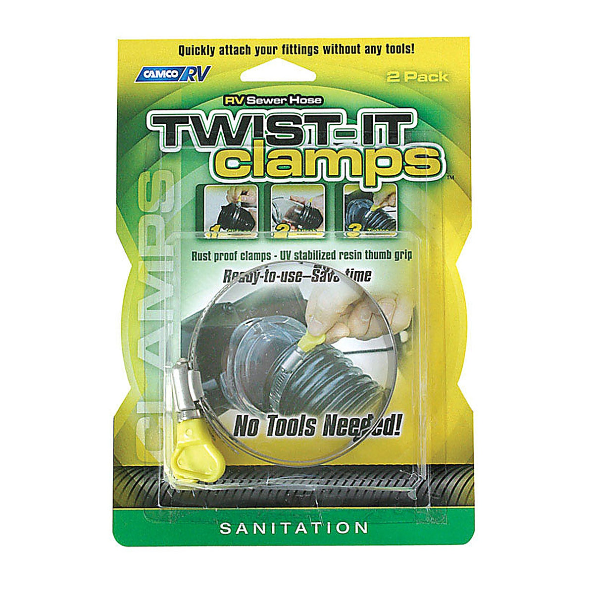Camco 39553 Sewer Hose Twist-It Clamps 2/Pack