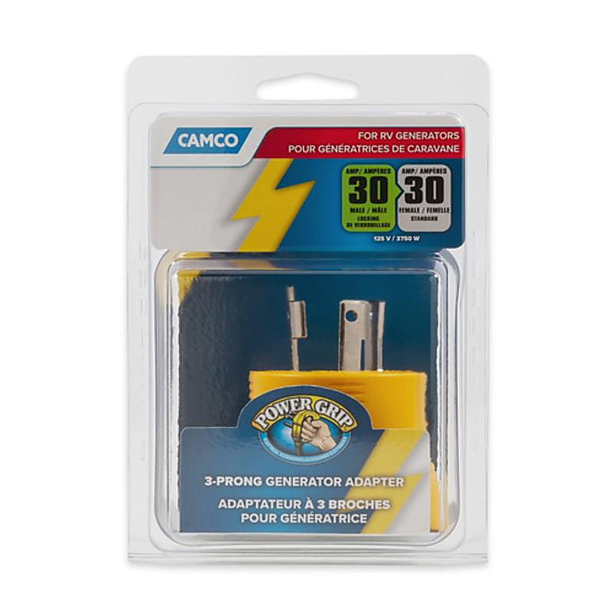 Camco 55333 Power Grip RV Generator Adapter 30 AMP 1/Pack