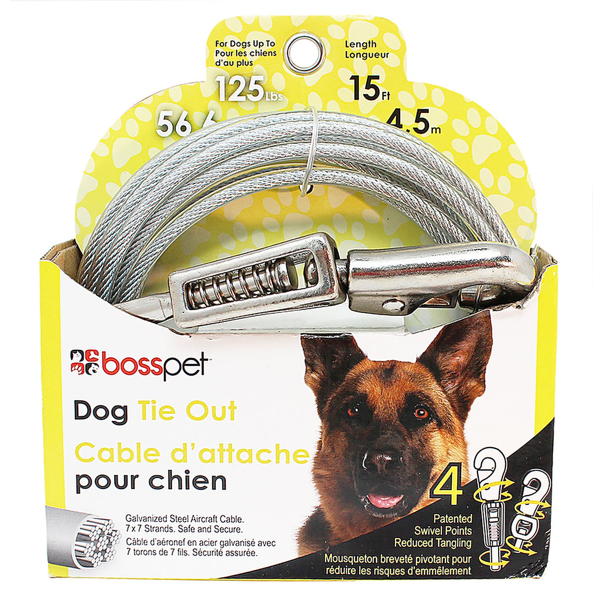 Boss Pet Q5715SPG99 Silver Tie-Out Vinyl Coated Cable Dog Tie Out X-Large