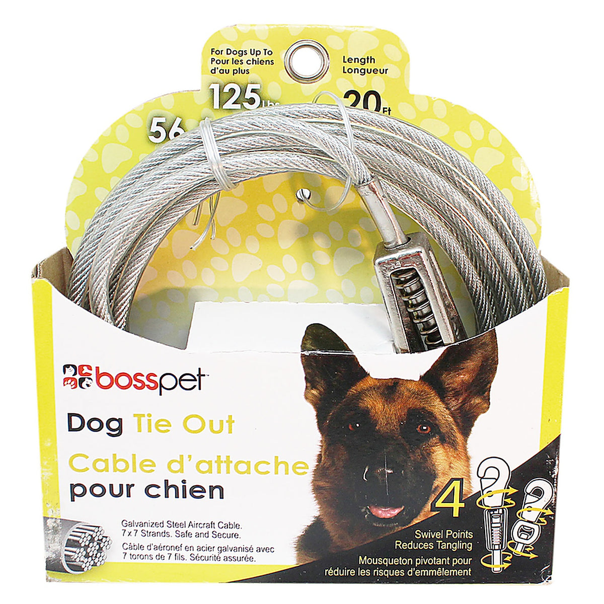 Boss Pet Q5720SPG99 Silver Tie-Out Vinyl Coated Cable Dog Tie Out X-Large