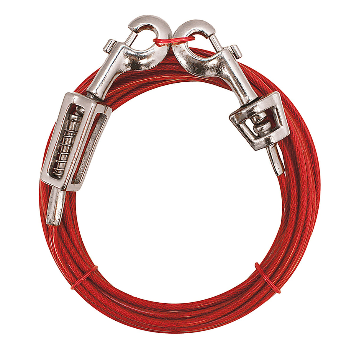 Boss Pet Q3530SPG99 Red Tie-Out with Spring Vinyl Coated Cable Dog Tie Out Large