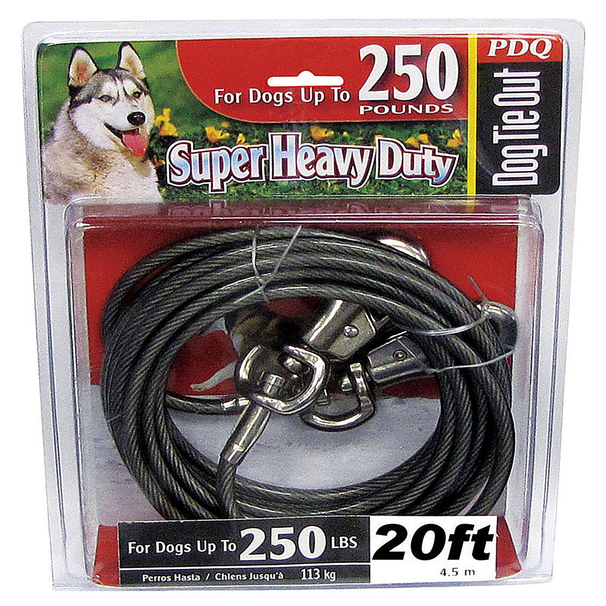 Boss Pet Q682000099 Silver Tie-Out Vinyl Coated Cable Dog Tie Out X-Large