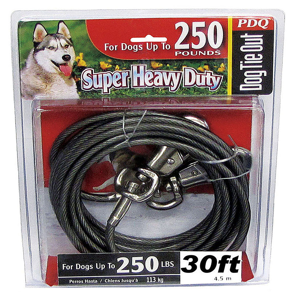 Boss Pet Q683000099 Silver Tie-Out Vinyl Coated Cable Dog Tie Out X-Large