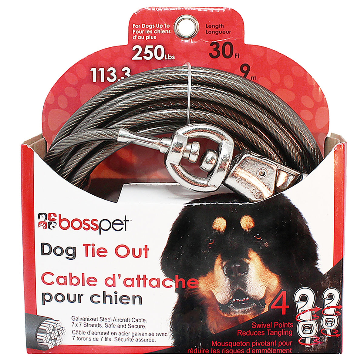 Boss Pet Q683000099 Silver Tie-Out Vinyl Coated Cable Dog Tie Out X-Large