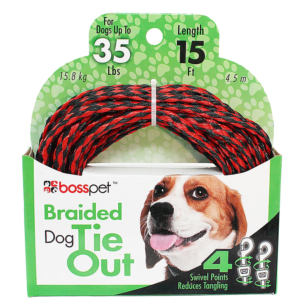 Boss Pet Q241500099 Red / Black Poly Dog Tie Out Rope Small/Medium