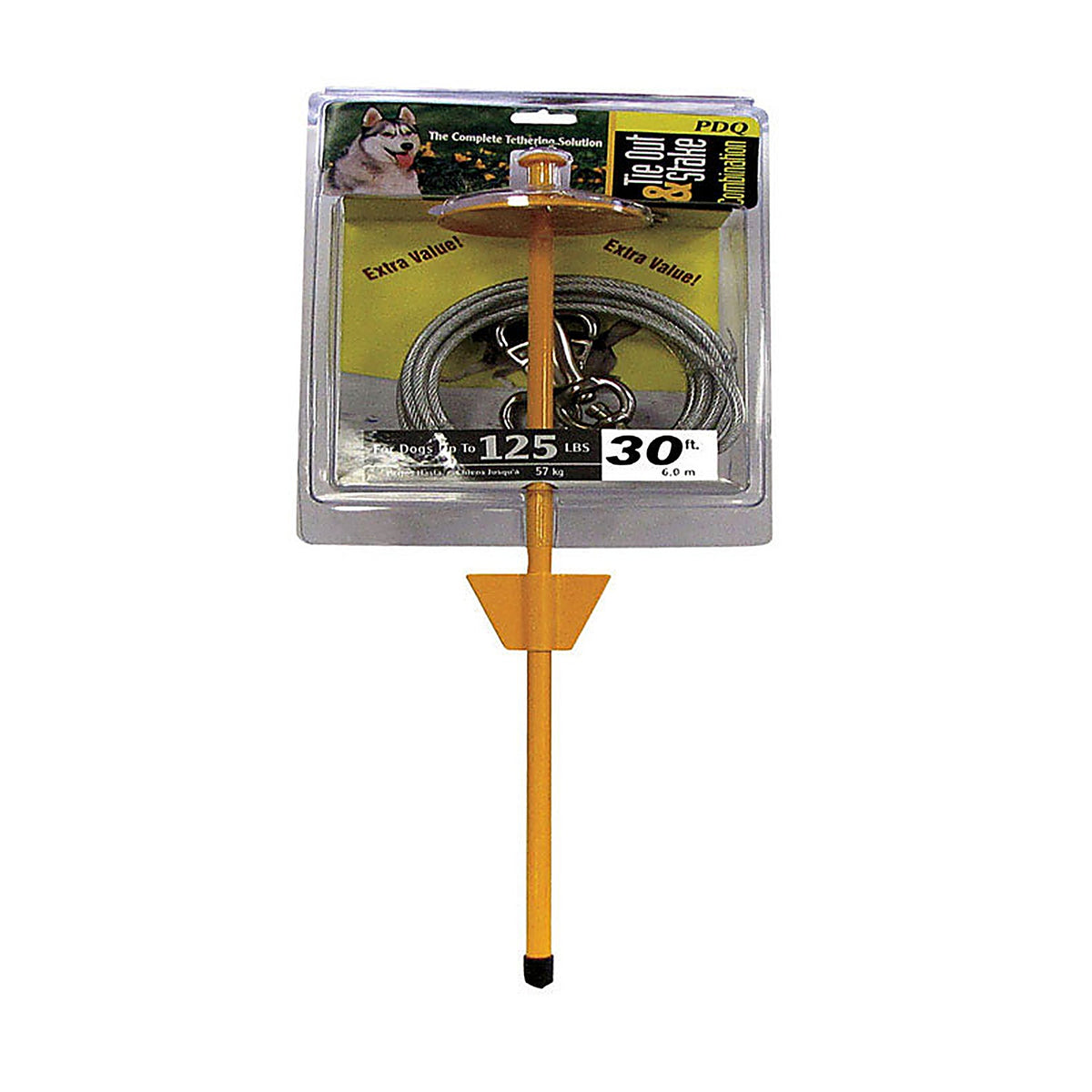 Boss Pet Q5730DOM99 Yellow Tie-Out with Stake Metal Dog Tie Out Stake X-Large