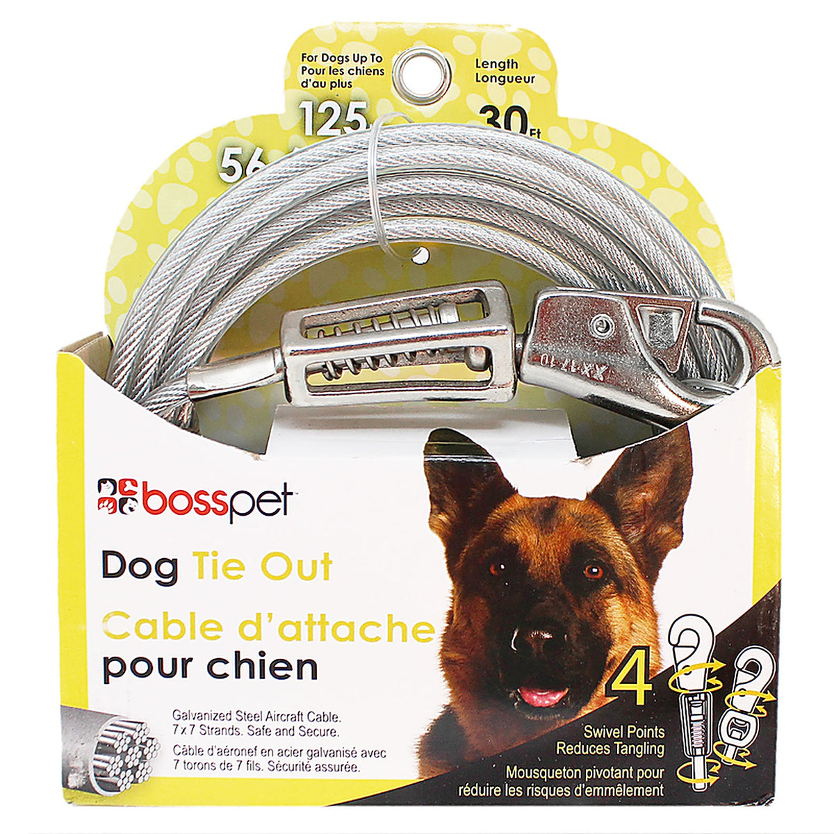 Boss Pet Q5730SPG99 Silver Tie-Out Vinyl Coated Cable Dog Tie Out X-Large