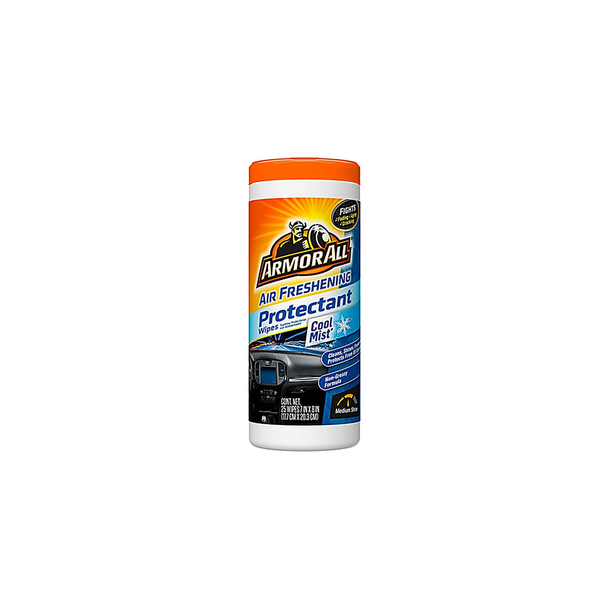 Armor All 78509 Plastic/Rubber/Vinyl Air Freshening Protectant Wipes Cool Mist Scent 25 count